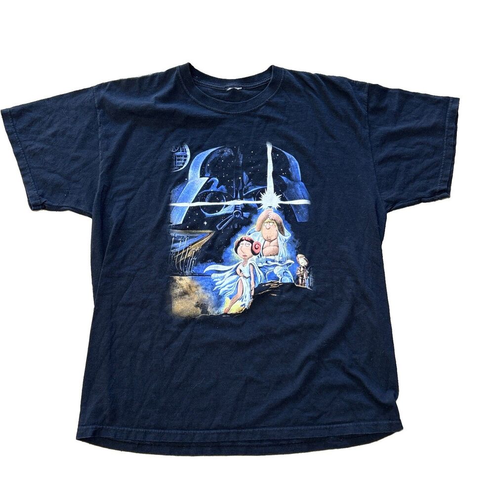 Vintage 2007 Family Guy Star Wars Blue Harvest T Shirt Black Movie Promo L